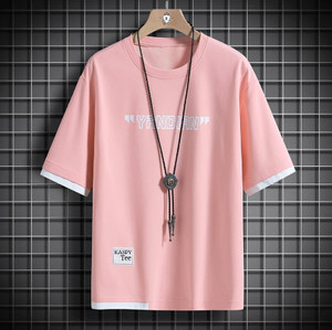 Korean Pink T Shirt Men's Style Korean Style T Shirt Vertical