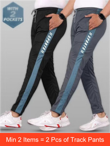 Riksaw Men Black, Grey Track Pants - Image 1