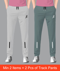 Denlike Men Grey, Dark Green Track Pants - Image 4
