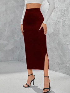 Women Pencil Maroon Skirt Price in India Buy Women Pencil Maroon