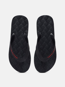 Tommy Hilfiger Black Polyurethane Men Slipper