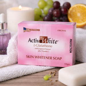 glutathione with grapeseed extract soap Active White L-Glutathione & Vitamin C, – Whitening for Men & Women 𝟮 𝗗𝗔𝗬𝗦 𝗧𝗢 𝗚𝗢! 📣