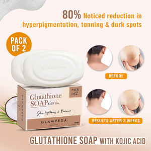 GLAMVEDA Skin Lightening Glutathione + Kojic Acid Soap, Fades Dark