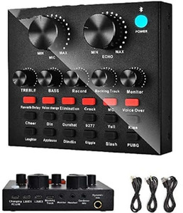 KH V8 Sound Card, Sound Effects Board for Podcast Equipment Bundle
