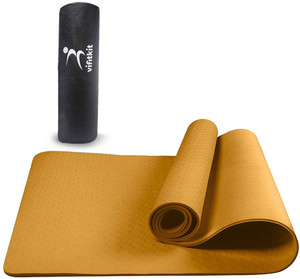 VIFITKIT 4mm Anti Skid EVA TPE Yoga Mat with Carry Bag Yellow 4 mm