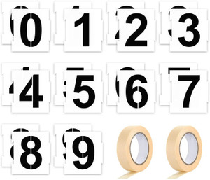 YEAJON 2 Inch Curb Number Stencil Kit - Reusable Mylar Plastic 0-9 Address Stencils (20 Pack)