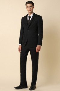 Authentic Alberto Nardoni Brand Hand Pick Stitching Men's 2 Button Solid Black Wool Suit With Flat Front Pants