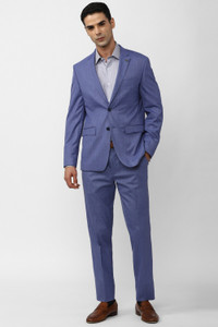 2 Button Solid Color Dark Navy Shark Skin Men's Suit Classic Fit 2 Piece Suits - Two piece Business suits Suit Athletic Cut main image 0