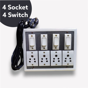 Ziltos 4 Socket & 4 Switch Board with 3 Yard wire 4 Socket Extension ...