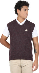 V Neck Casual Men Grey Sweater 