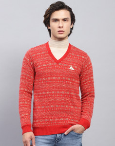 Montechairo Multi Blue Color V-Neck Sweater