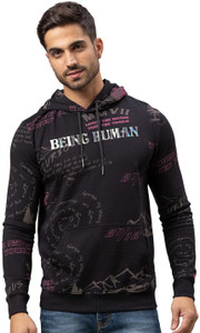 Being Human Men Violet Printed Hooded Sweatshirt main image 1