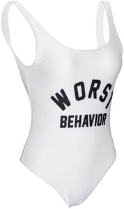 Lyla Worst Behavior Swimwear Onepiece Monokini Bikini Baywatch Swimsuit White Xl Solid Women