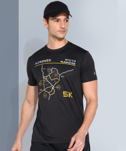 Adrenex Printed Men Round Neck Black T-Shirt - Buy Adrenex Printed Men Round Neck Black T-Shirt 
