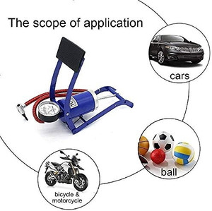 Double Cylinder Bike Foot Pump Steel Body Cycling Floor Air Pump Foldable Foot Pump Inflator Accurate Pressure Gauge Bicycle Motorcycle Basketball Toys Balls