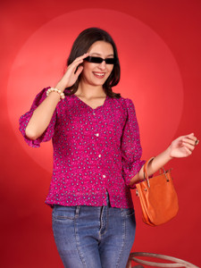 Fashion2wear Casual Printed Women Pink Top - Buy Fashion2wear Casual