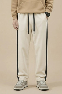 S2SFASHIONS Beige Striped Men Track Pants - Image 6