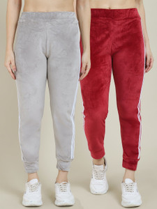 MIAZ LIFESTYLE Striped Women Grey, Maroon Track Pants - Buy MIAZ