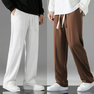 Shopsy SAVAYO Loose Fit Men Brown, White Trousers - Image 1