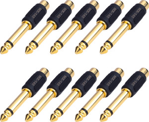 6.35mm 1/4 Mono Female To RCA Phono Male Audio Adapter Cable – 1ft, Black, Universal