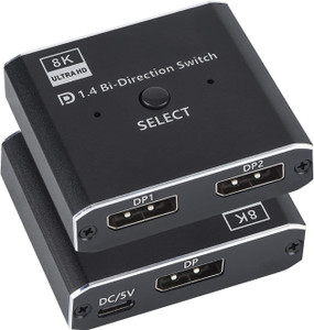 DisplayPort HDMI Splitter 8K MST SST 1 In 2 Out Directional DP 1.4 8K@30Hz 4K@120Hz To DisplayPort HDMI 8K 2.1 1440P@165Hz Directional Converter Switch Multi Screen Transfer T0202-HDMI To HDMI VGA VGA