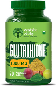 Vruksha Vitals Glutathione 1500mg Collagen Biotin Vit E C B6 Curcumin Milk Thistle & Grapeseed Price in India