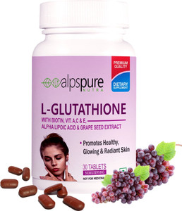 l glutathione vitamin c alpha lipoic acid grape seed extract Onglow Skin Brightening Tablets with L-Glutathione, Acid, Extract, Licorice Extract, C, Niacinamide, NAC, 10 Tablets Health & Personal Care ALPSPURE L-Glutathione with biotin, vitamin