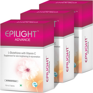 l glutathione and vitamin c tablets uses EPILIGHT Advance L- Glutathione with Vitamin C Suppement for Skin  Whitening(30 Tablets * 3) Price in India