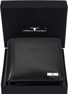 FORESTER Men's Genuine Leather Wallet - Compact Bi-Fold With Card Slots, Coin Pocket & ID Window, Black