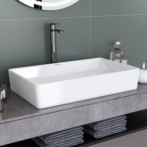 Plantex Platinium Tabletop Ceramic Rectangle Wash Basin Countertop Sink