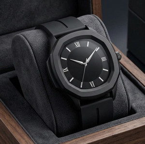 Shopsy casera Square Dial Silicone Strap Watch - Black - Image 1