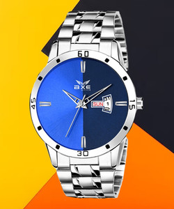 AXE Style XDD-7041 Wrist Branded/Brand Day&Date Blue Steel Chain