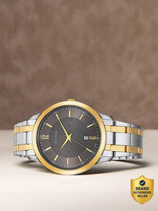 Shopsy Titan With Date Anthracite Dial Gold & Silver MetalStrap - Image 1