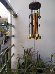 Deco 79 Metal Glass Sun Windchime 9" W, 37" H-24318, 9" X 37