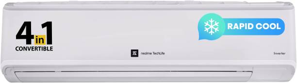 realme TechLife 4-in-1 Convertible 2023 Range with Flexi-Control Technology 1.2 Ton 4 Star Split Inverter AC – White