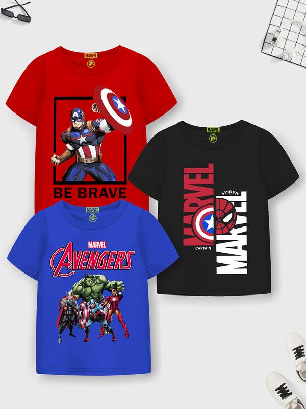 MARVEL BY MISS & CHIEF Boys Cartoon/Superhero Cotton Blend Regular T Shirt