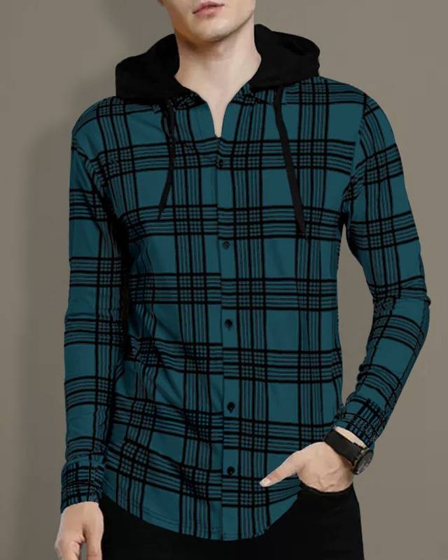 EyeBogler Colorblock Men Hooded Neck Blue T-Shirt