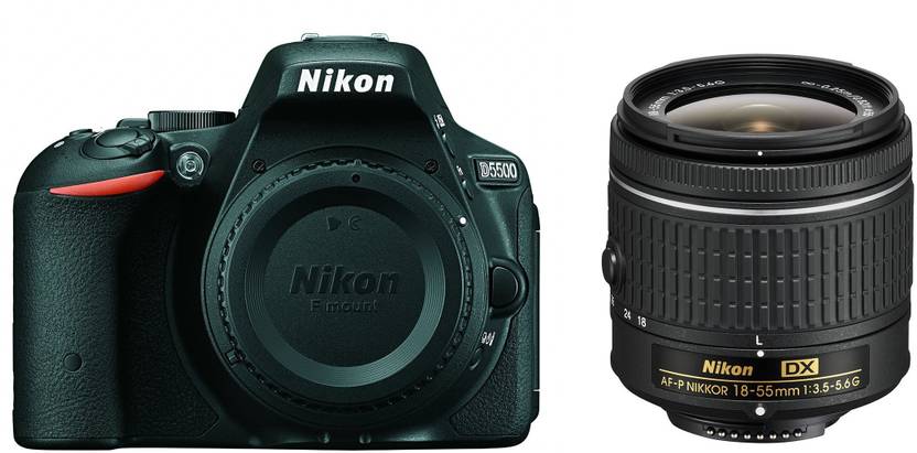 Nikon D5500 DSLR Camera Body with Single Lens: DX AF P NIKKOR 18 55 mm F/3.5 5.6G VRII Kit lens 16 GB SD Card + Camera Bag Black