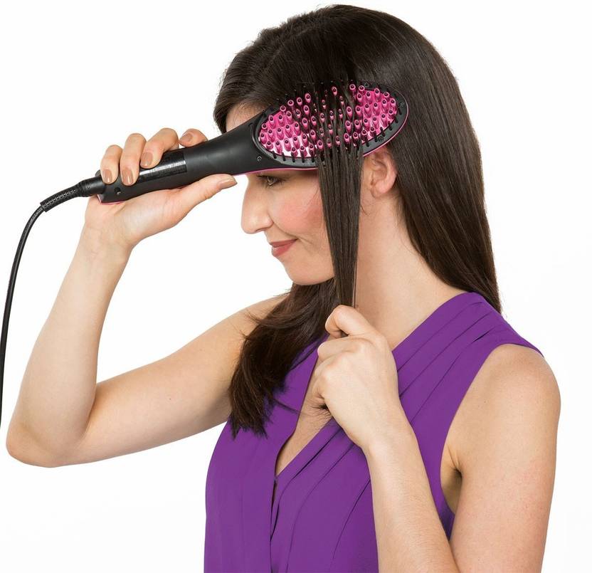 Hairinstyler Simply Straight Ceramic Brush with Lcd Display DF992 Hair Straightener Black