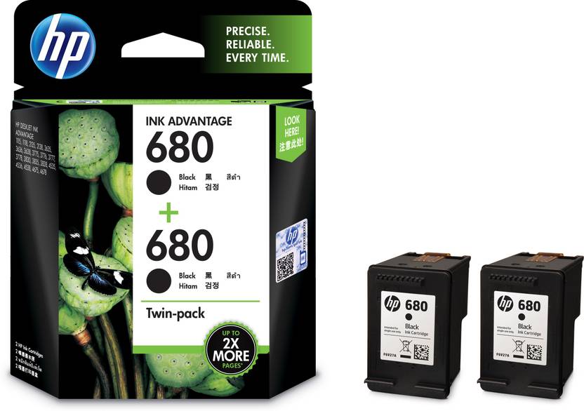 HP 680 Twin Pack Single Color Ink Cartridge Black