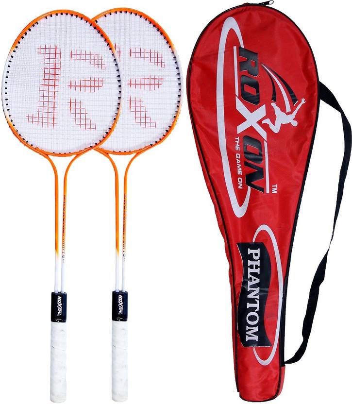 SUNLEY roxon yellow phantom jr polo double shaft racket Multicolor Strung Badminton Racquet Pack of: 2, 280 g