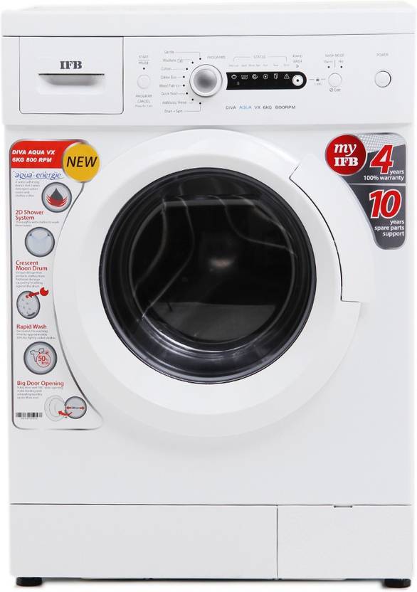 IFB 6 kg Fully Automatic Front Load Washing Machine with In built Heater White Diva Aqua VX