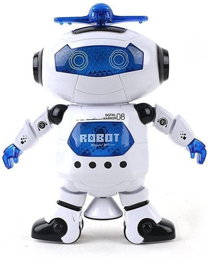 Generic Naughty Dancing Robot with 3D light music Batteries Oprated White, Blue