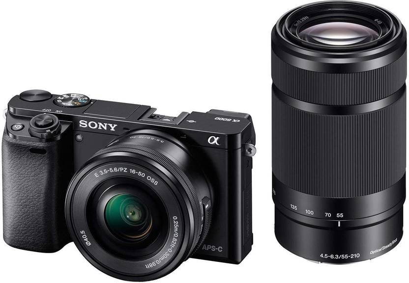 Sony Alpha Alpha ILCE 6000Y /ILCE 6000Y/b in5 Mirrorless Camera Body with Dual Lens : 16 50 mm 55 210 mm Black
