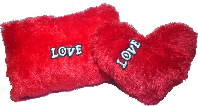 De Hoy Hoy Set Of 2 Heart Shape Love Soft Cushion Pillow Teddy Bear Valentine Love Gift 8 inch Red, Yellow