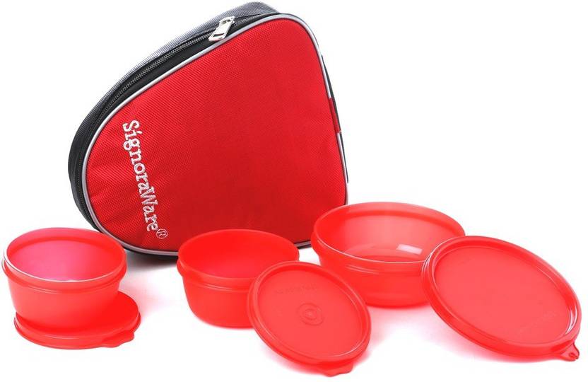 Signoraware 531 sleek With Bag 3 Containers Lunch Box 700 ml