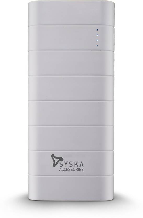 Syska 10000 mAh Power Bank Power Boost 100 White, Lithium ion