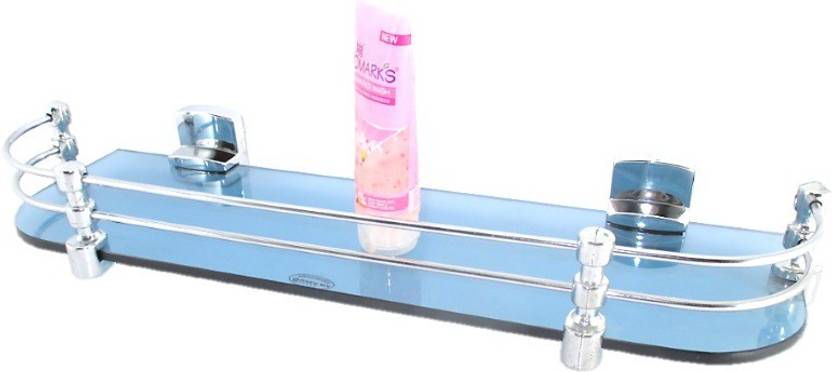 RoyaL Indian Craft Hard Bracket Blue Color 18 By 5 Inch Glass Wall Shelf Number of Shelves 1, Blue