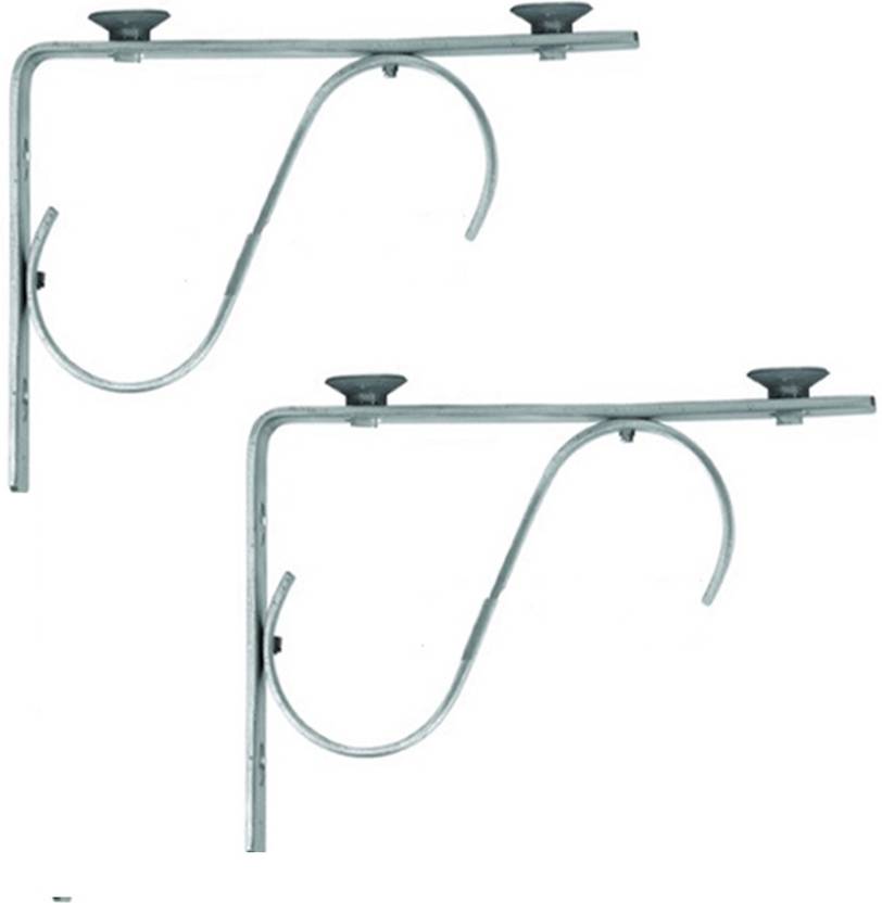 Smart Shophar Stainless Steel 2 Pc. Glass Shelf Bracket S.L Type 12 Inches 30.48cm X 5.08cm Shelf Bracket Stainless Steel