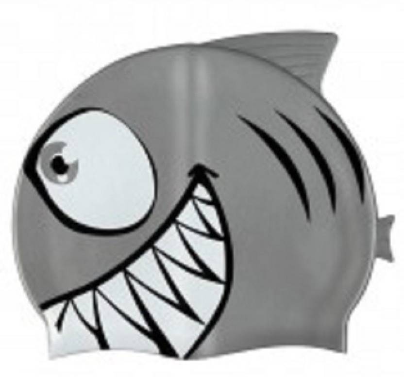 Syndicate Best Quality Silicon Shark Cap Swimming Cap Grey, Pack of 1